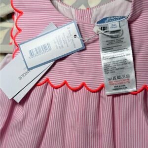 Jacadi Dress Scalloped Striped Baby Girl Pink New with tags 3 Months $89 retail